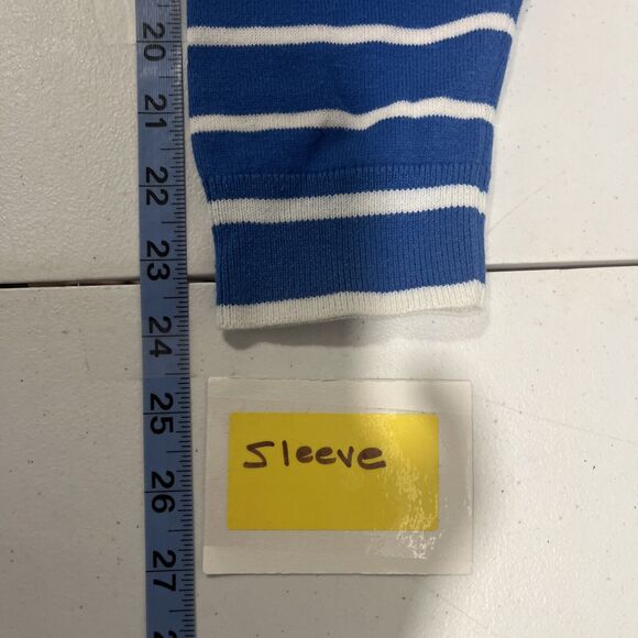 Tommy Hilfiger Women's Blue & White Striped Cardigan L Preppy Nautical Classic - Picture 8 of 11